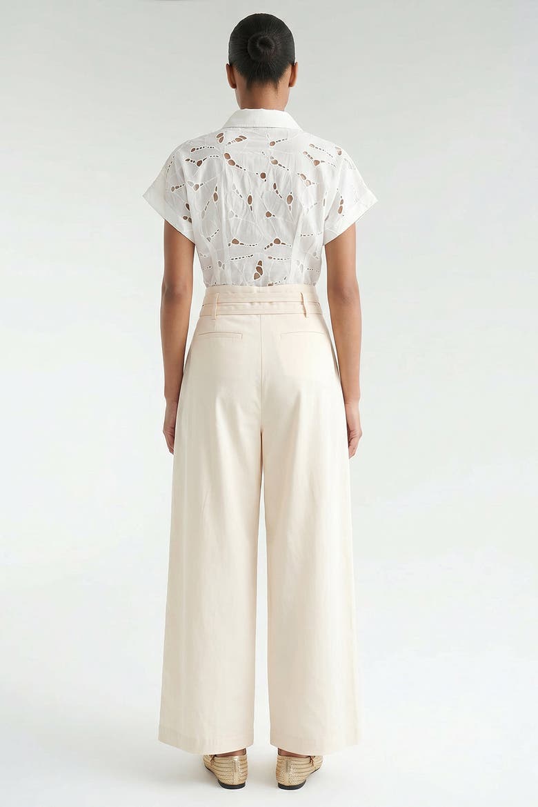 Mckenna Belted High Waisted Pleated Pants, Alternate, color, Ecru