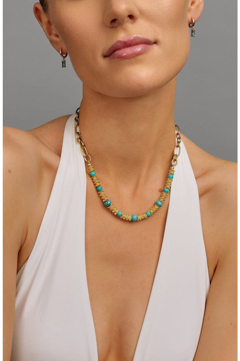Turquoise Chain Choker, Alternate, color, Gold / Turquoise