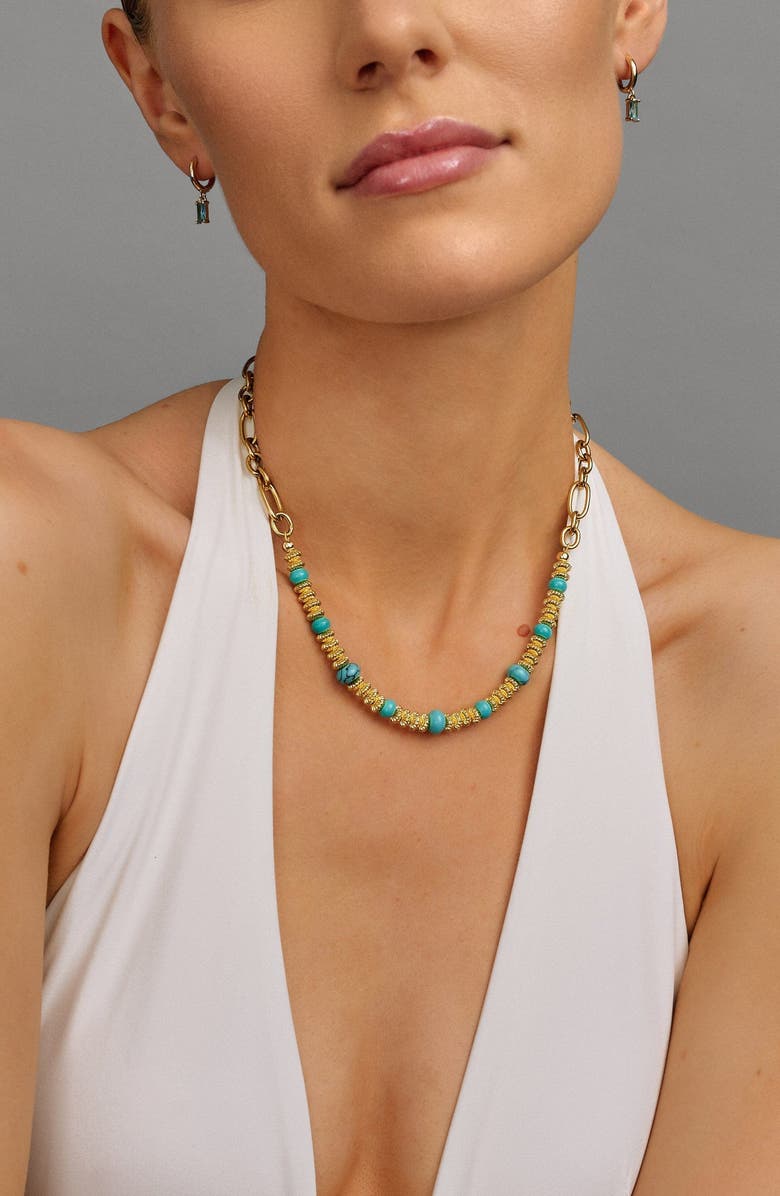 Nialaya Turquoise Chain Choker, Alternate, color, Gold / Turquoise