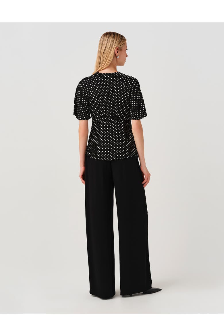 Frida Button Through Crepe Blouse, Alternate, color, Black Spot