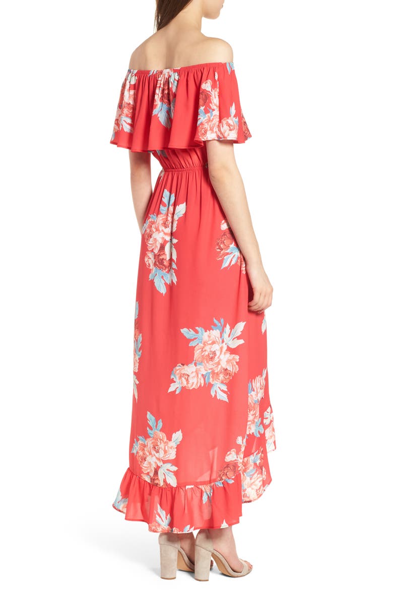 Off the Shoulder Maxi Dress, Alternate, color, RED FLORAL