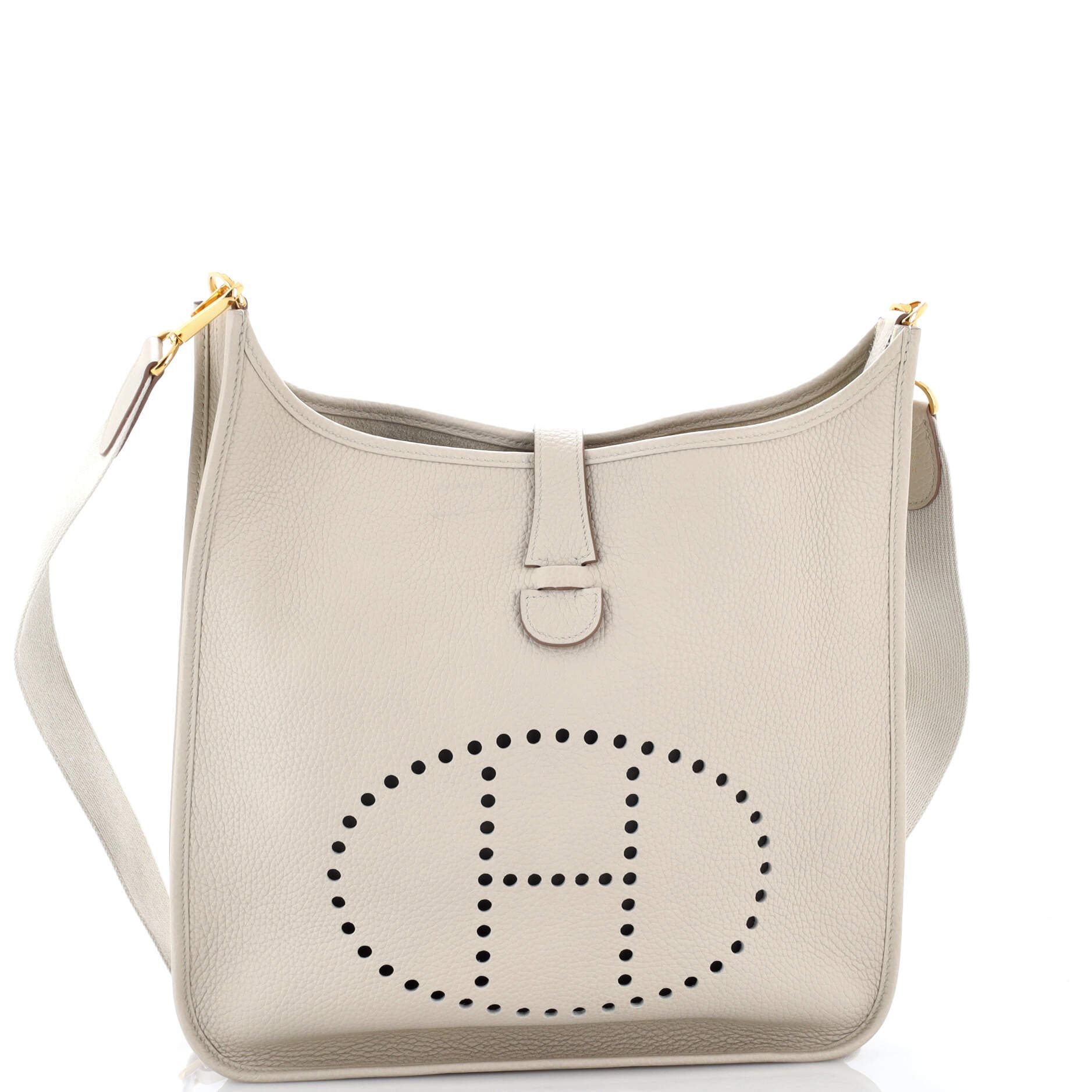 Pre-Owned Hermes Evelyne Bag Gen III Clemence GM, Alternate, color, Beton