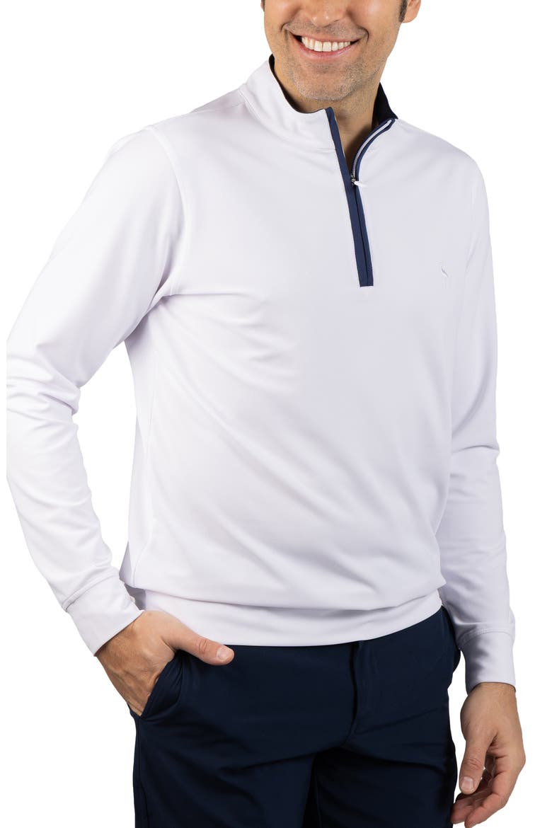 Micro Grid Quarter Zip Performance Pullover, Alternate, color, WHITE