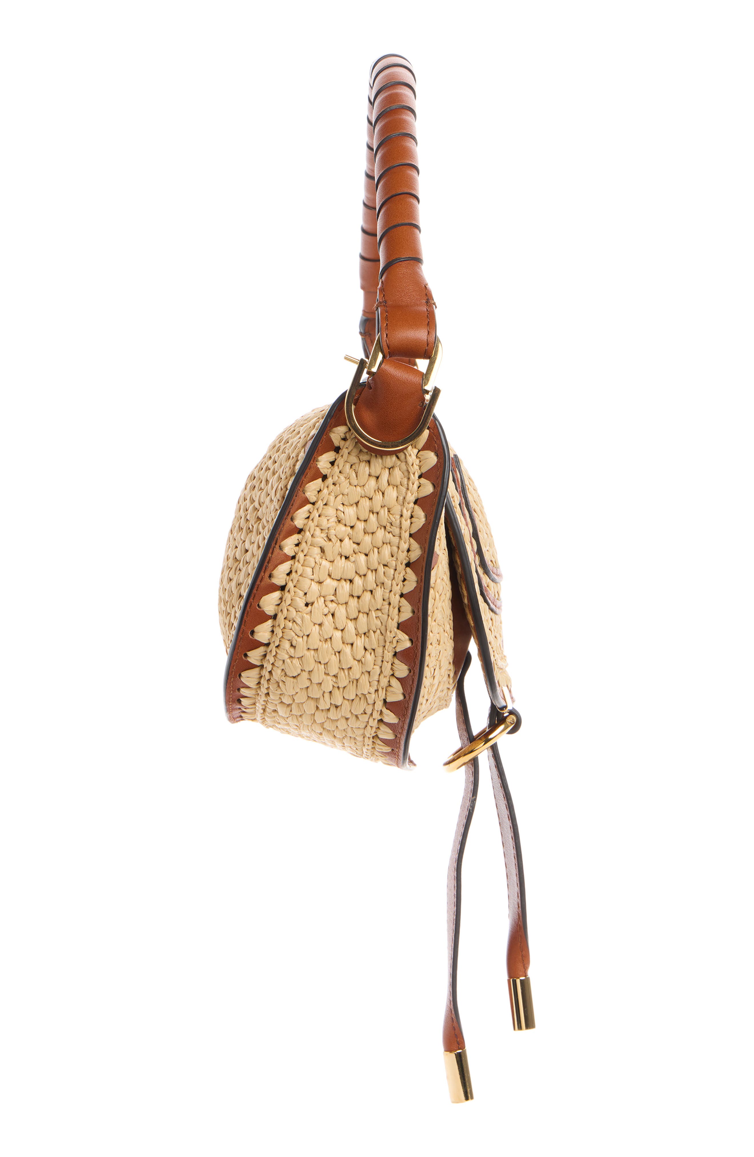 Chloé Mini Marcie Raffia Effect Shoulder Bag, Alternate, color, Clay Brown