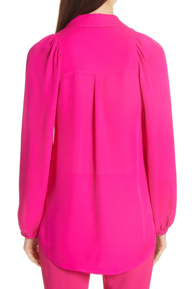 Lori Silk Blouse, Alternate, color, FLURO PINK