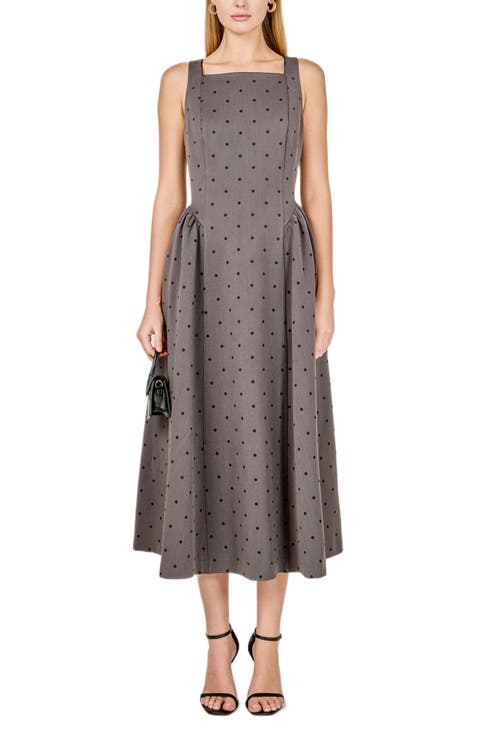 Polka Dot Square Neck Dress