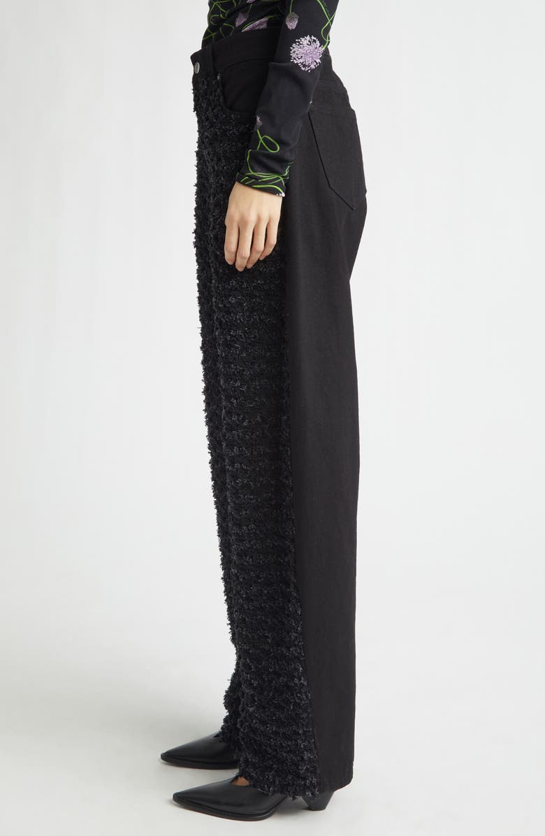 Stella McCartney Relaxed Laser Bouclé Barrel Leg Jeans, Alternate, color, Black