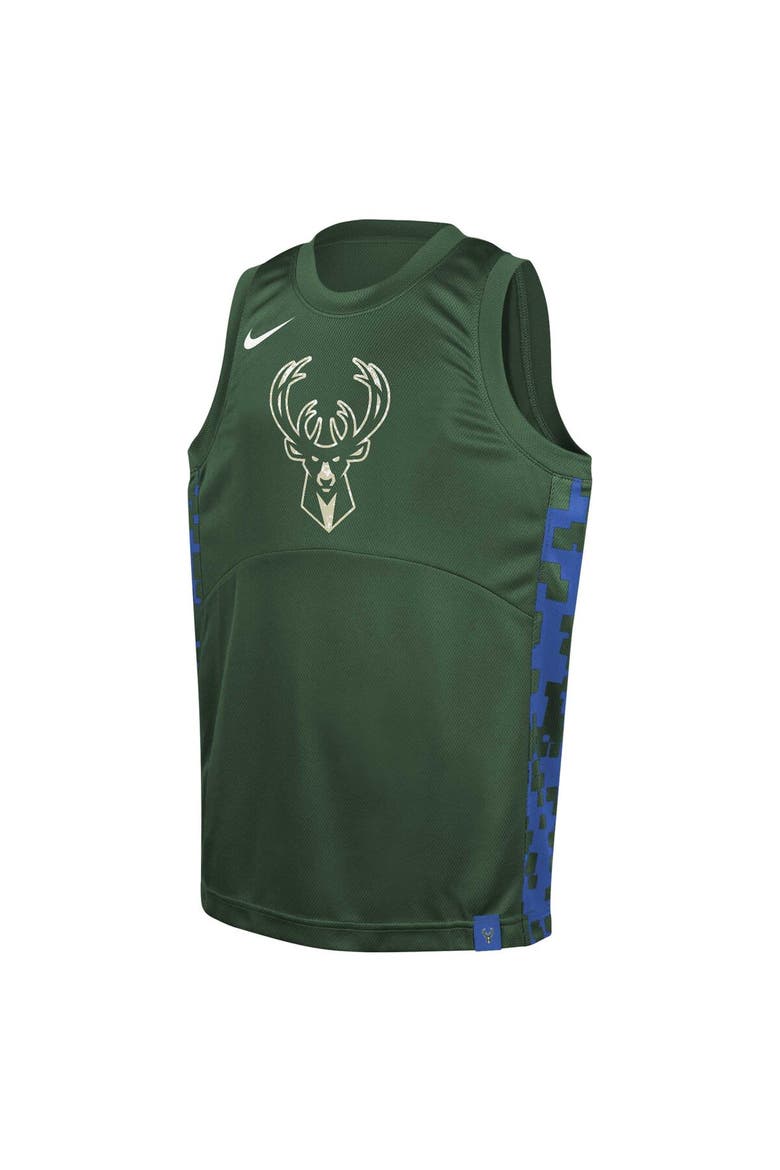 Youth Nike  Hunter Green Milwaukee Bucks Courtside Starting Five Team Jersey, Alternate, color, Hunter Green