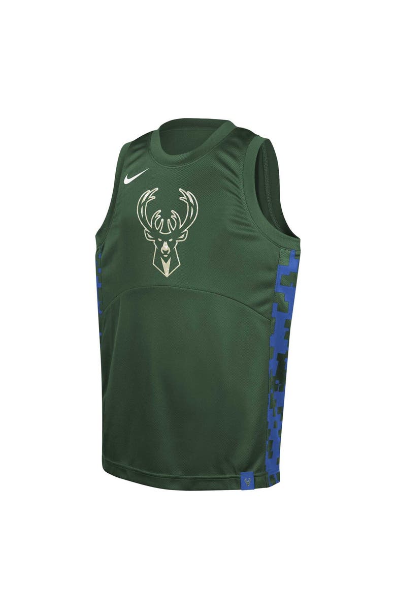 Nike Youth Nike Hunter Green Milwaukee Bucks Courtside Starting Five Team Jersey, Alternate, color, Hunter Green