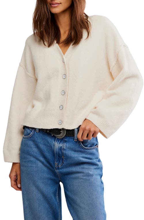 Free People Cool Of The Night V Neck Cardigan Sweater In Neutral