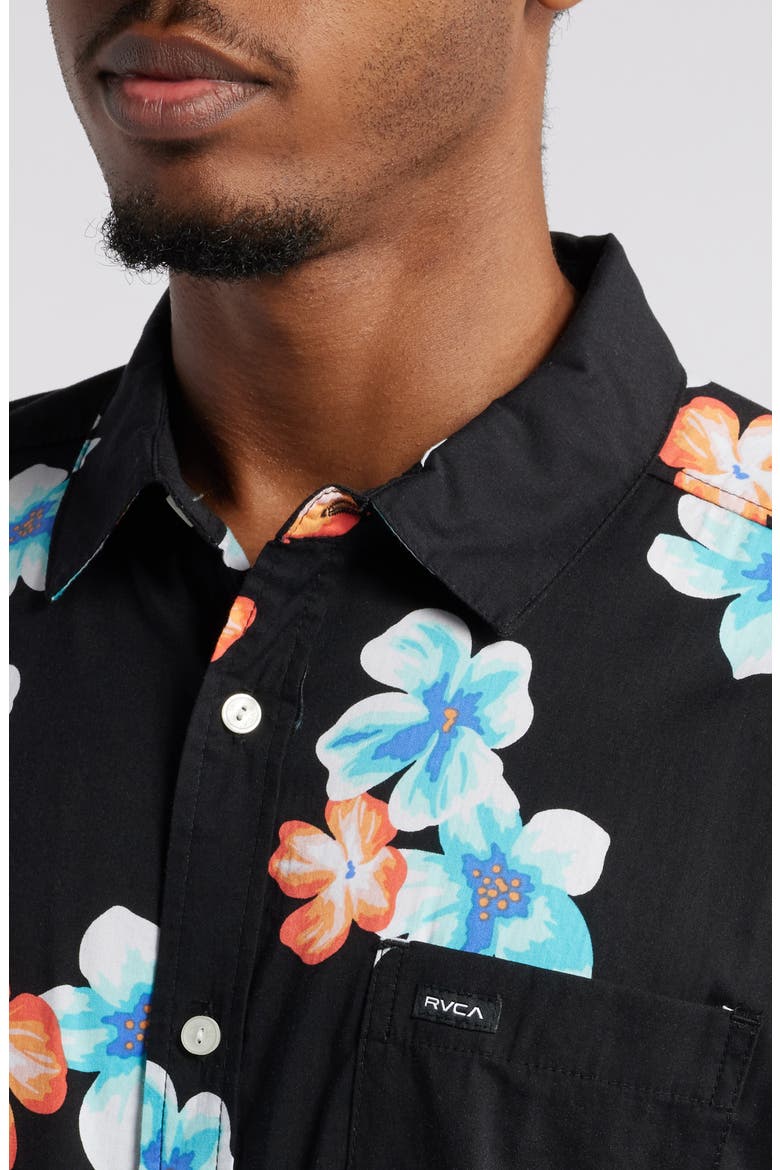 Anytime Short Sleeve Button-Up Shirt, Alternate, color, BLACK