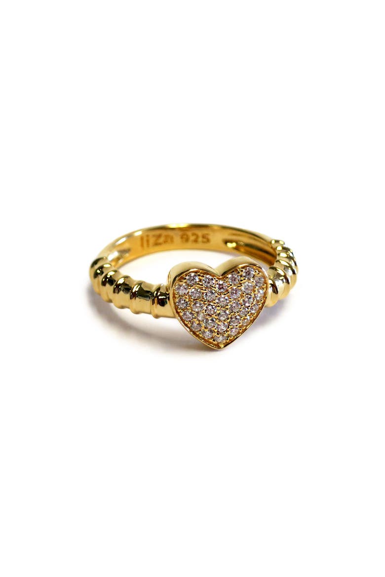 Pavé CZ Heart Ring, Main, color, GOLD