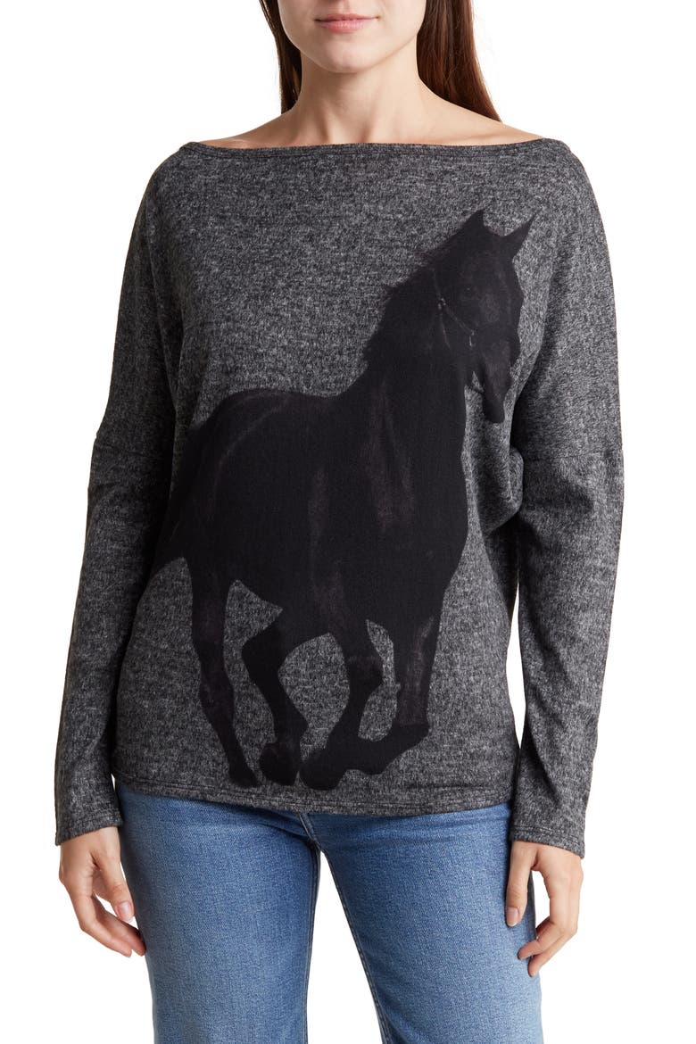 Dolman Pullover Sweater, Main, color, BLACK PRINT 1