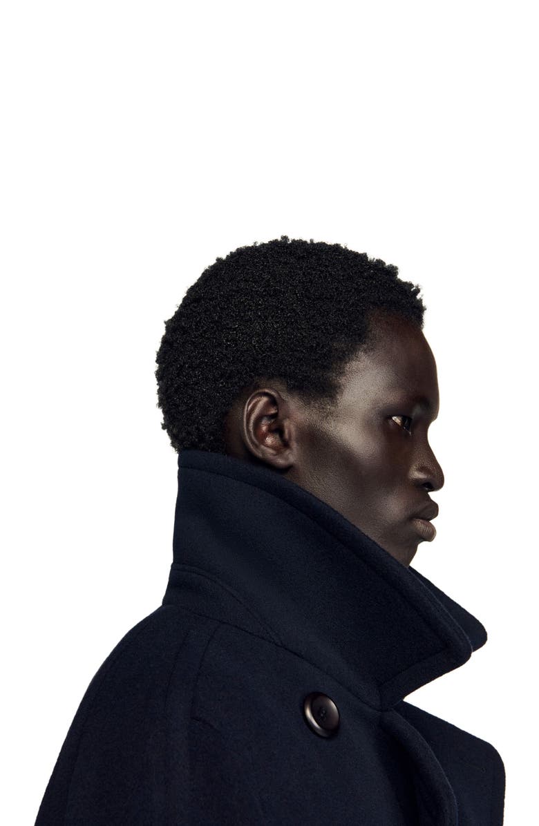 SANDRO Double-breasted wool coat, Alternate, color, Navy Blue