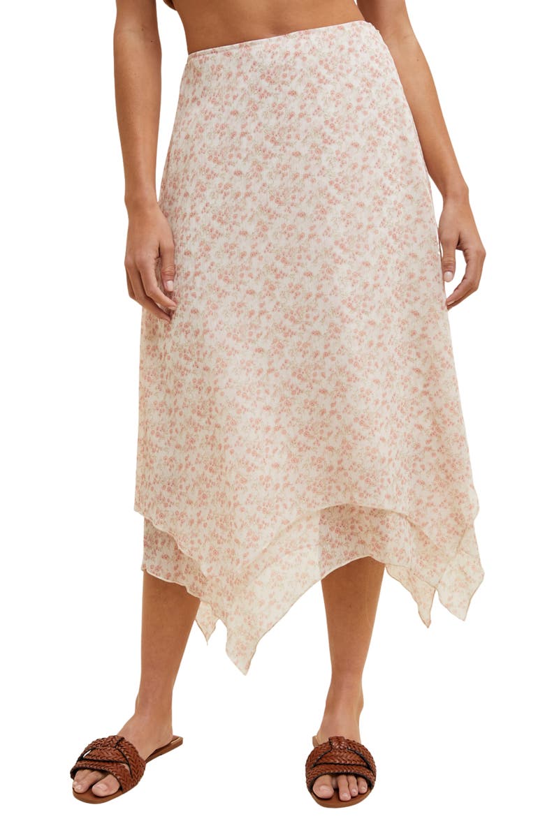 WISHLIST Double Layer Midi Skirt, Main, color, Cream/ Pink
