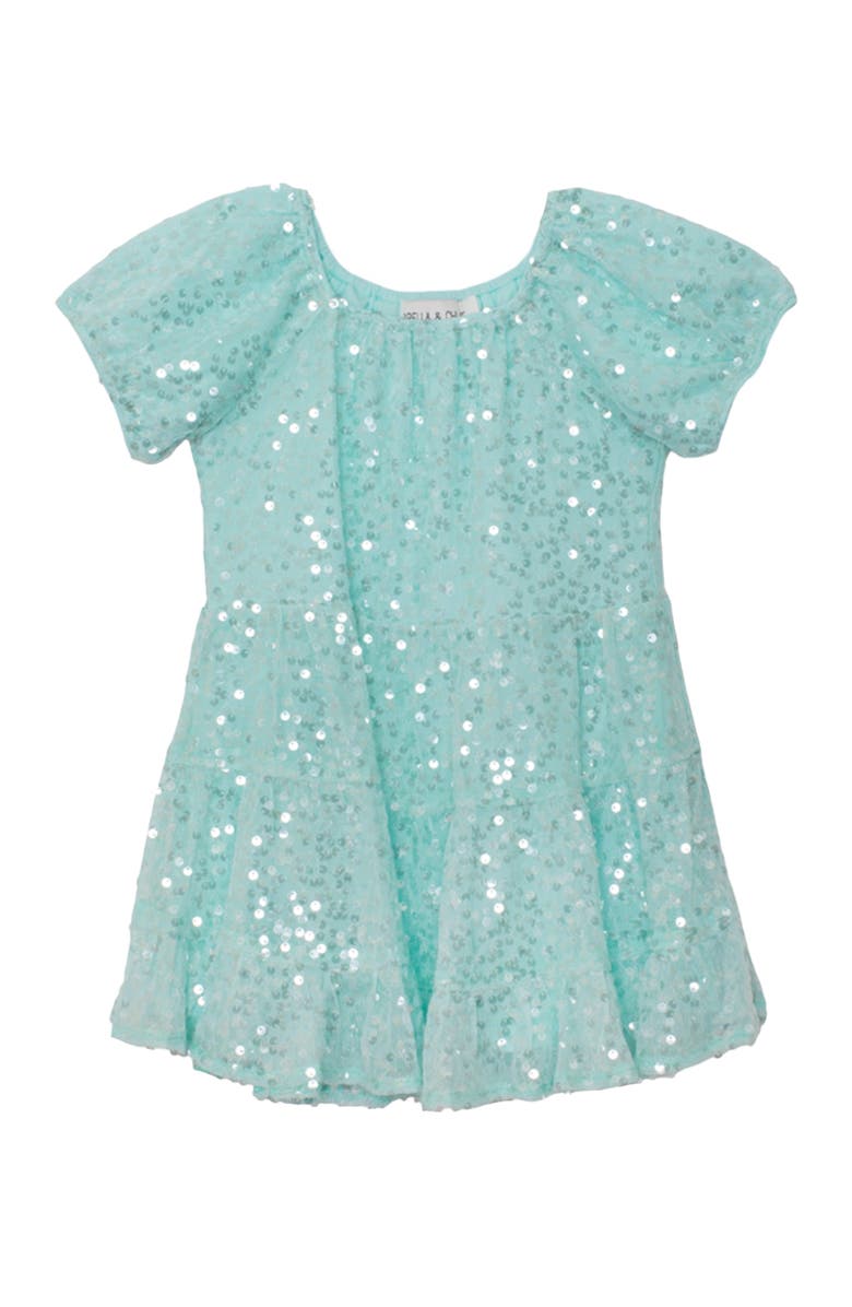 Isobella & Chloe Teal Twinkle Short Sleeve Dress, Alternate, color, Blue