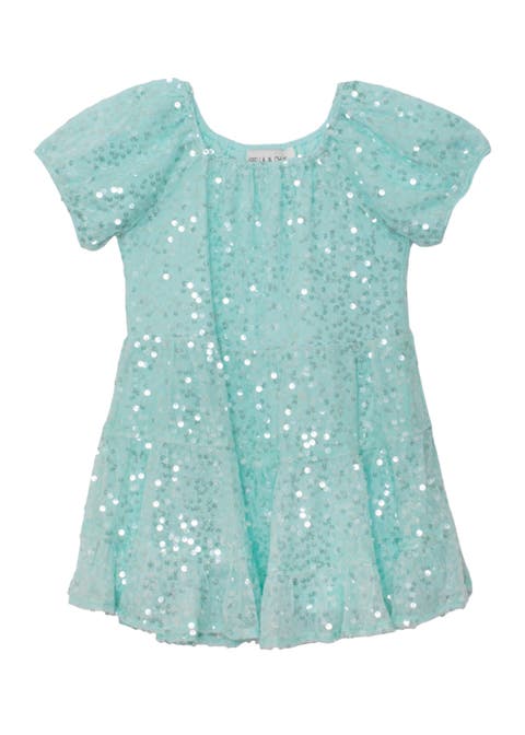 Teal Twinkle Short Sleeve Dress (Toddler, Little Kid & Big Kid)