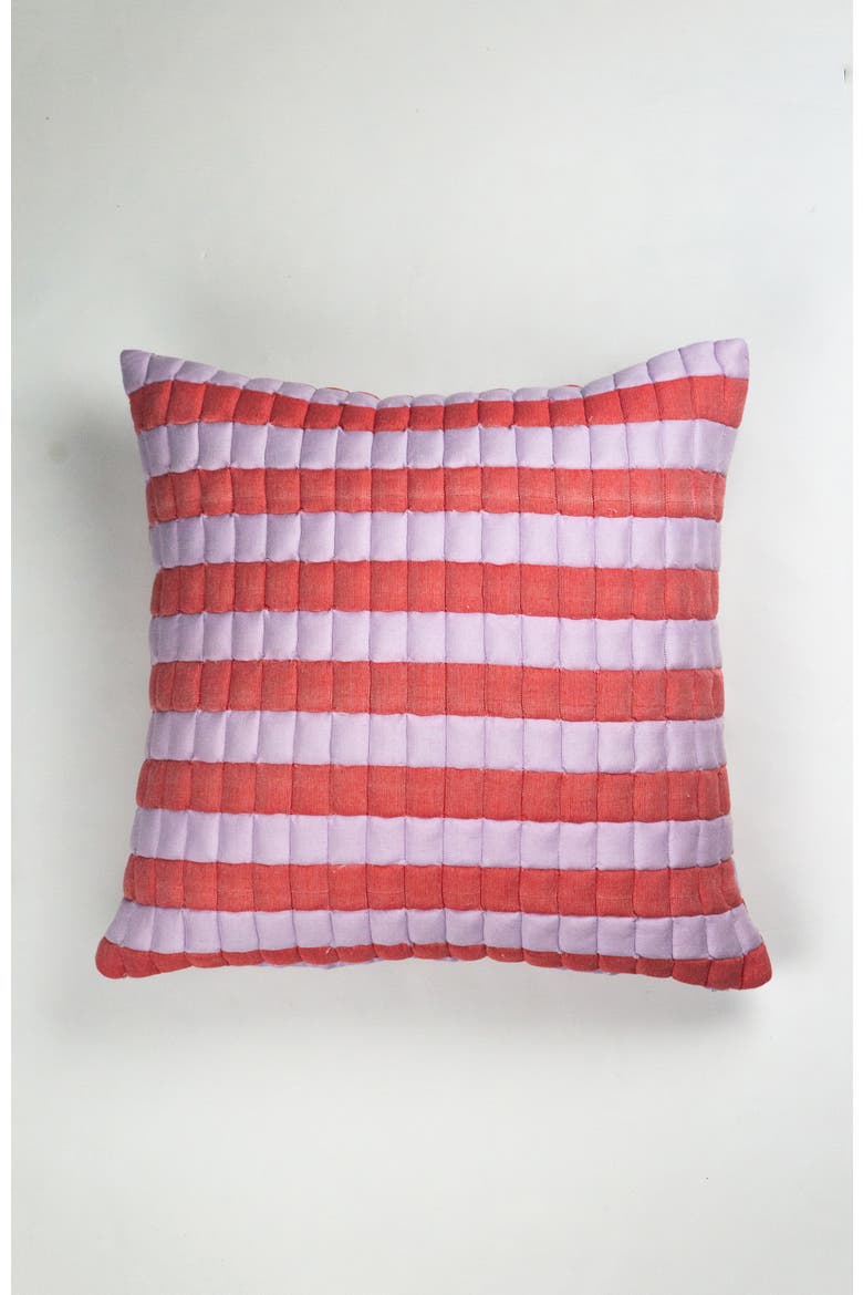 Quilted Sujani Striped Throw Pillow, Main, color, Red