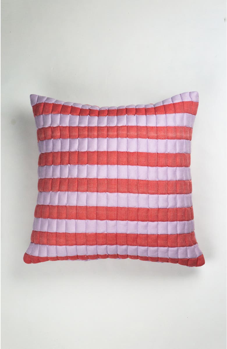 Archive New York Quilted Sujani Striped Throw Pillow, Main, color, Red