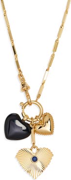Madewell Engine Turned Lapis Heart Charm Necklace