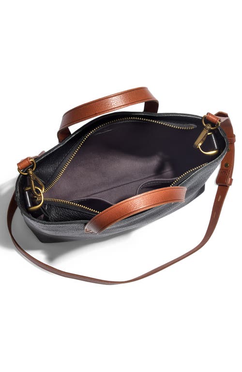 Madewell Small Transport Leather Crossbody Tote In True Black Brown