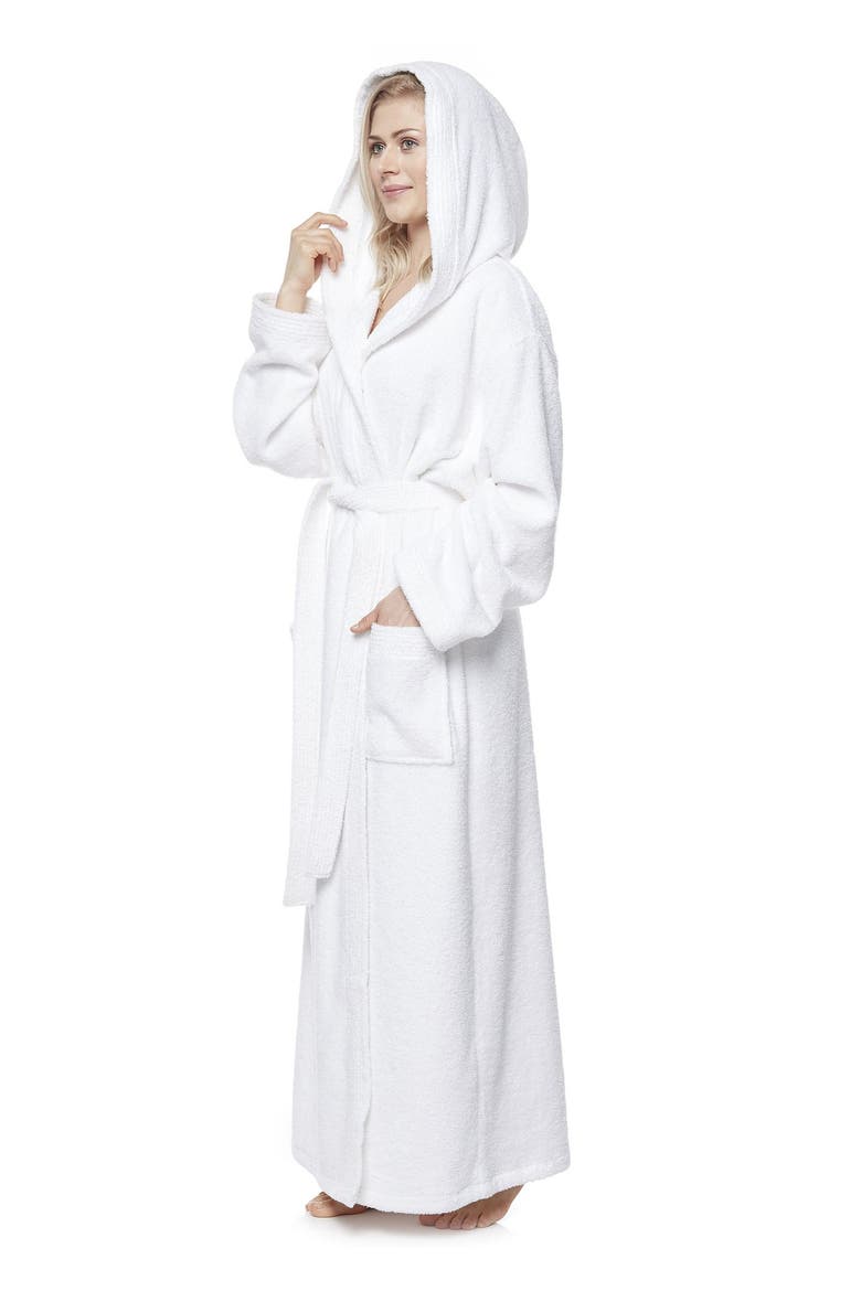 Pacifica Women's Cotton Full Length Hooded Bathrobe, Alternate, color, White