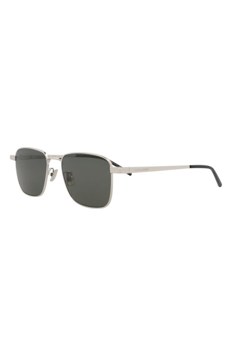 Saint Laurent 52mm Novelty Square Sunglasses, Alternate, color, Silver Silver Grey