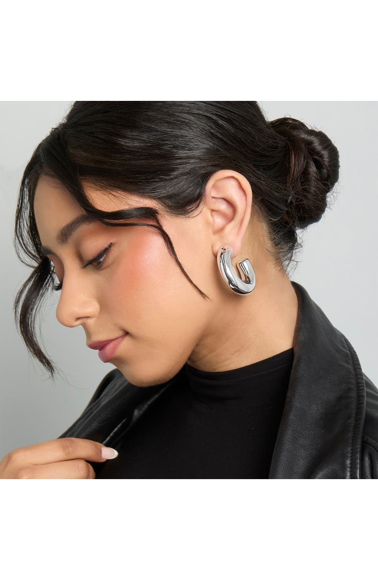 BCBG Generation Chunky Silver-Tone Hoop Earrings, Alternate, color, Silver