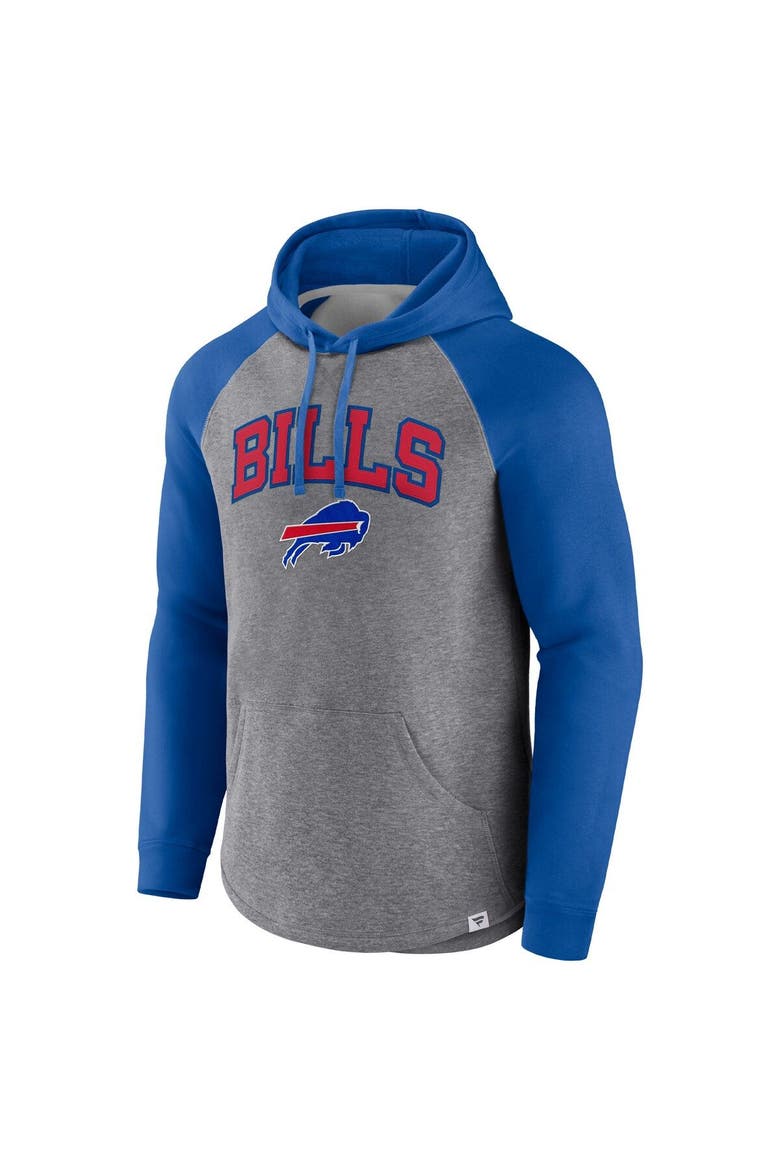 Men's Fanatics Branded Heathered Gray/Royal Buffalo Bills By Design Raglan Pullover Hoodie, Alternate, color, Heather Gray