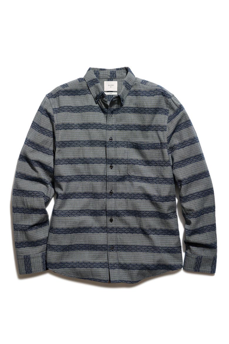 Jacquard Barre Striped Button Down Shirt, Alternate, color, CARBON BLUE