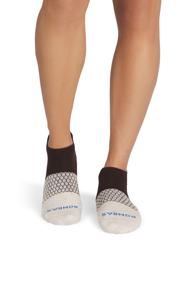 Bombas Toe Block Ankle Socks, Alternate, color, Chai X Espresso