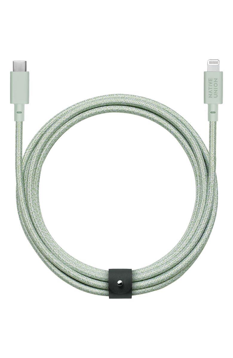 Native Union Lightning Belt Charging Cable, Main, color, Sage