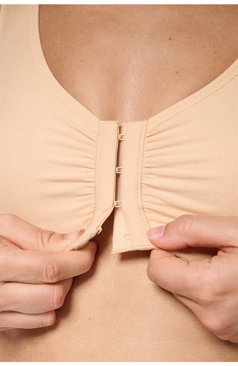 Amoena Fleur Wire-Free Front Closure Bra, Alternate, color, Sand