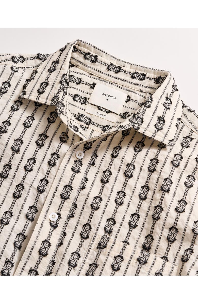 Billy Reid BoucléTrim Short Sleeve Button-Up Shirt, Alternate, color, Black/ White