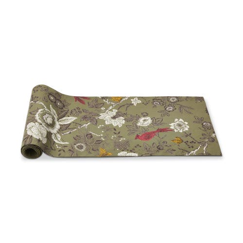 Tag Autumn Theme Toile Print On Green Background Table Runner 72 In. In Green