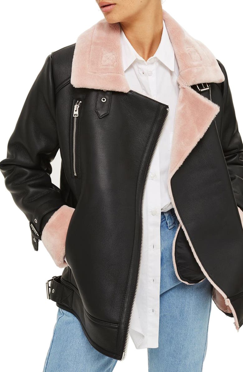 Topshop Lola Biker Jacket, Main, color, 