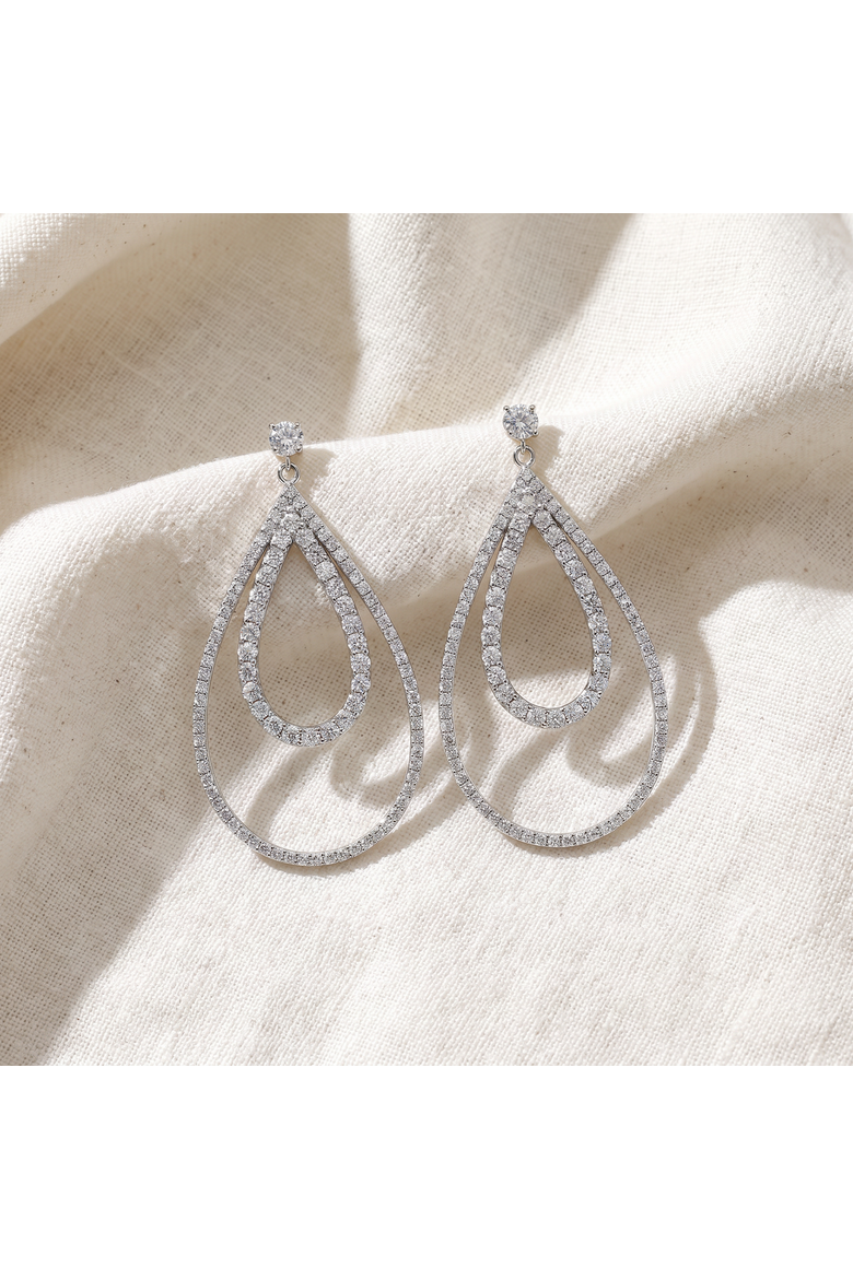 5 Ct Pear Shape Dangle Lab Grown Diamond Large Earrings Gold 2" Tall, Alternate, color, 10K White Gold