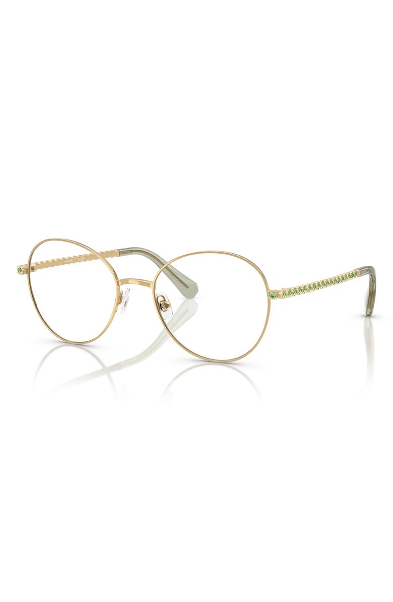 Swarovski 54mm Round Optical Glasses, Alternate, color, Shiny Gold