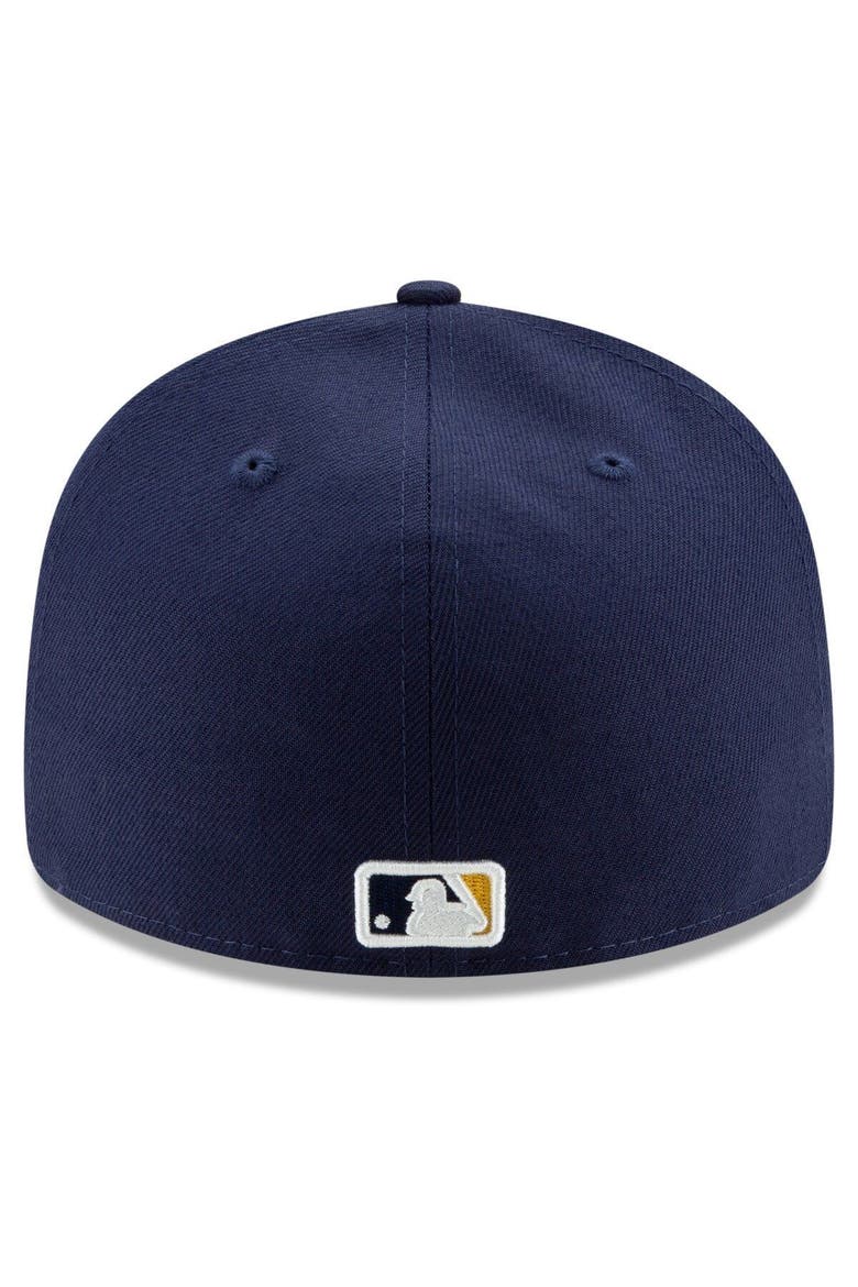 Men's New Era Navy/Yellow Milwaukee Brewers Alternate 2020 Authentic Collection On-Field Low Profile Fitted Hat, Alternate, color, NAVY