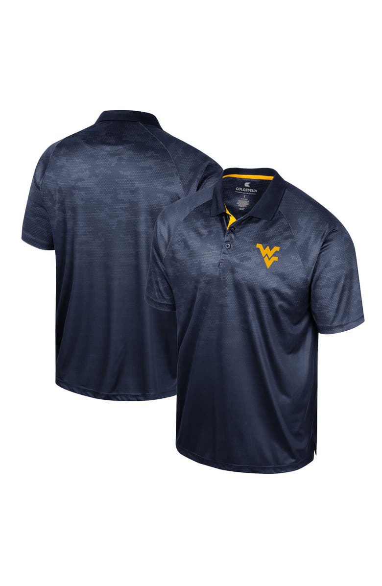 COLOSSEUM Men's Colosseum Navy West Virginia Mountaineers Honeycomb Raglan Polo, Main, color, 