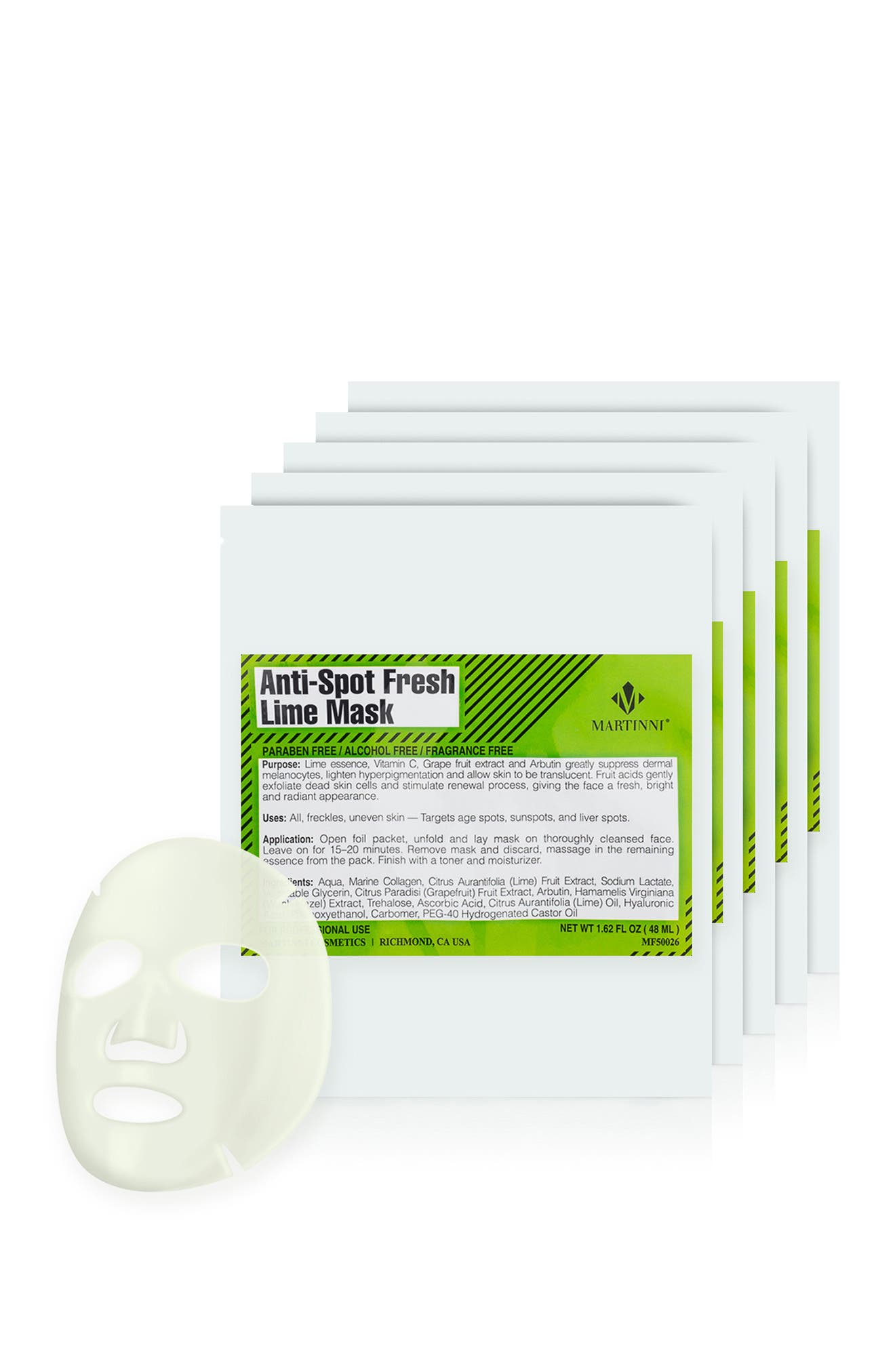 MARTINNI MASKS Anti-Spot Fresh Lime Face Mask - Pack of 5 (Women ...