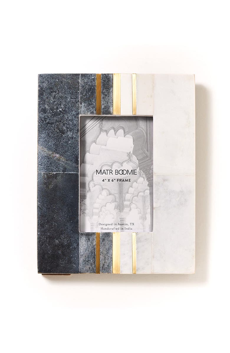 Matr Boomie Sammita 4x6 Black & White Picture Frame - Hand Carved Marble, Main, color, 