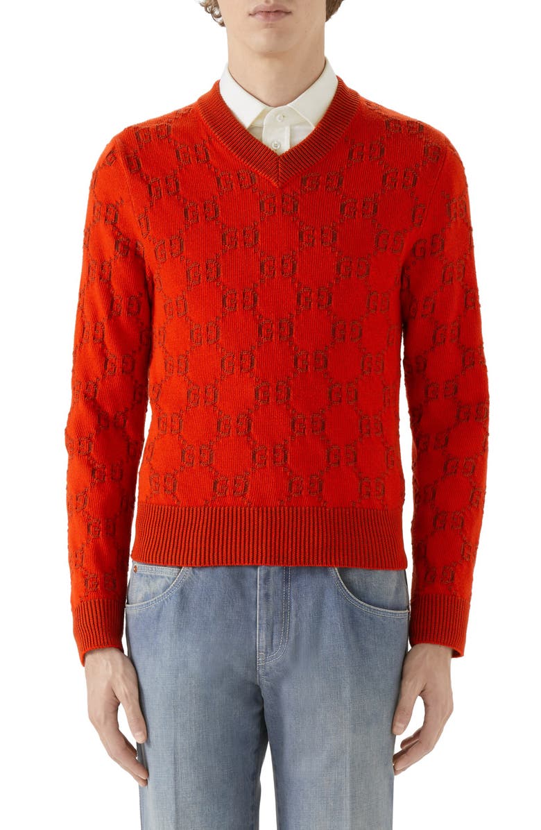 Gucci GG Jacquard Cotton Sweater, Main, color, 