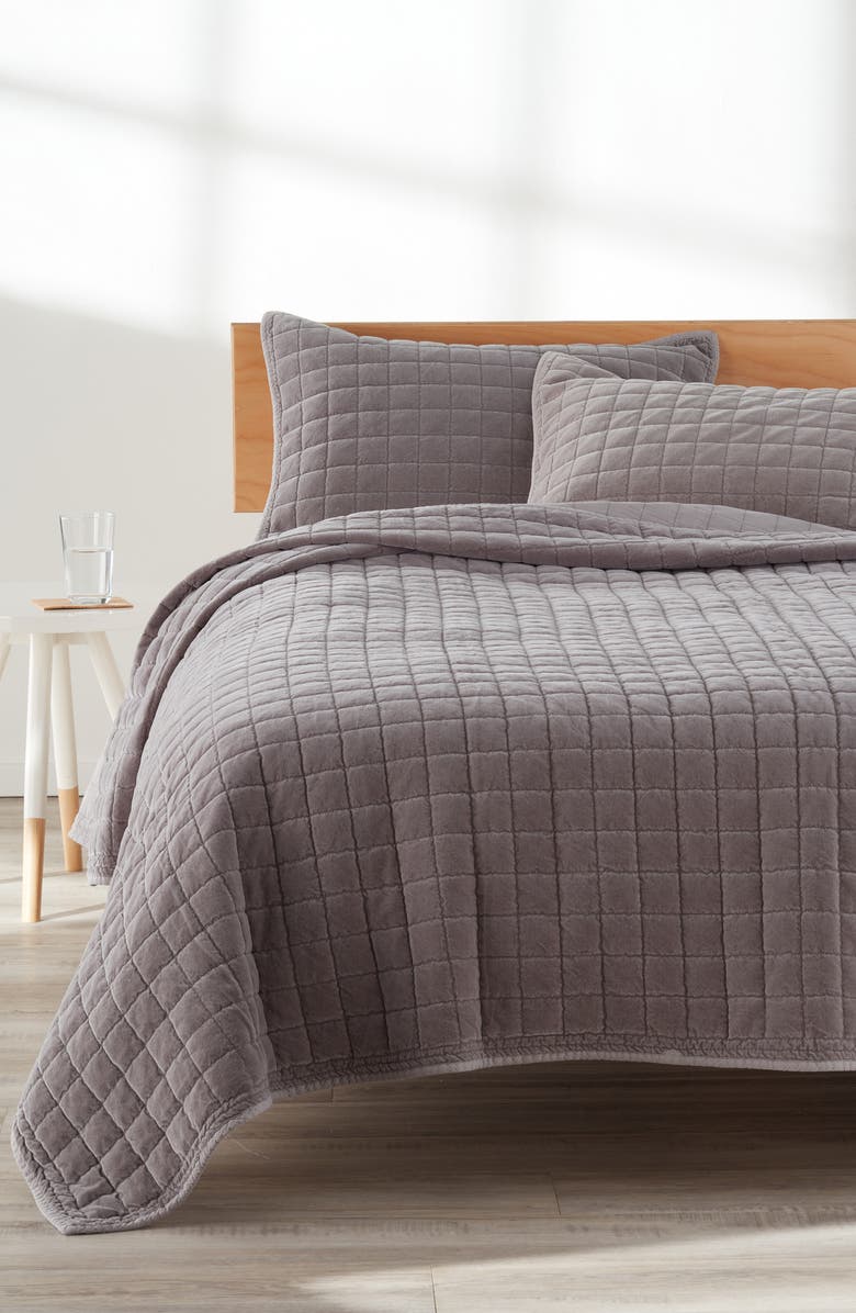 Nordstrom Velveteen Grid Quilt & Sham Set, Alternate, color, 