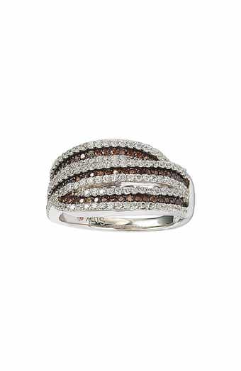 Sterling Silver White & Chocolate CZ Ring
