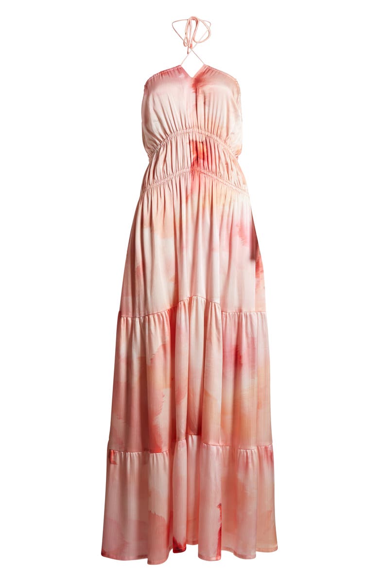 BOAMAR Pia Print Halter Cover-Up Maxi Dress, Alternate, color, Flora