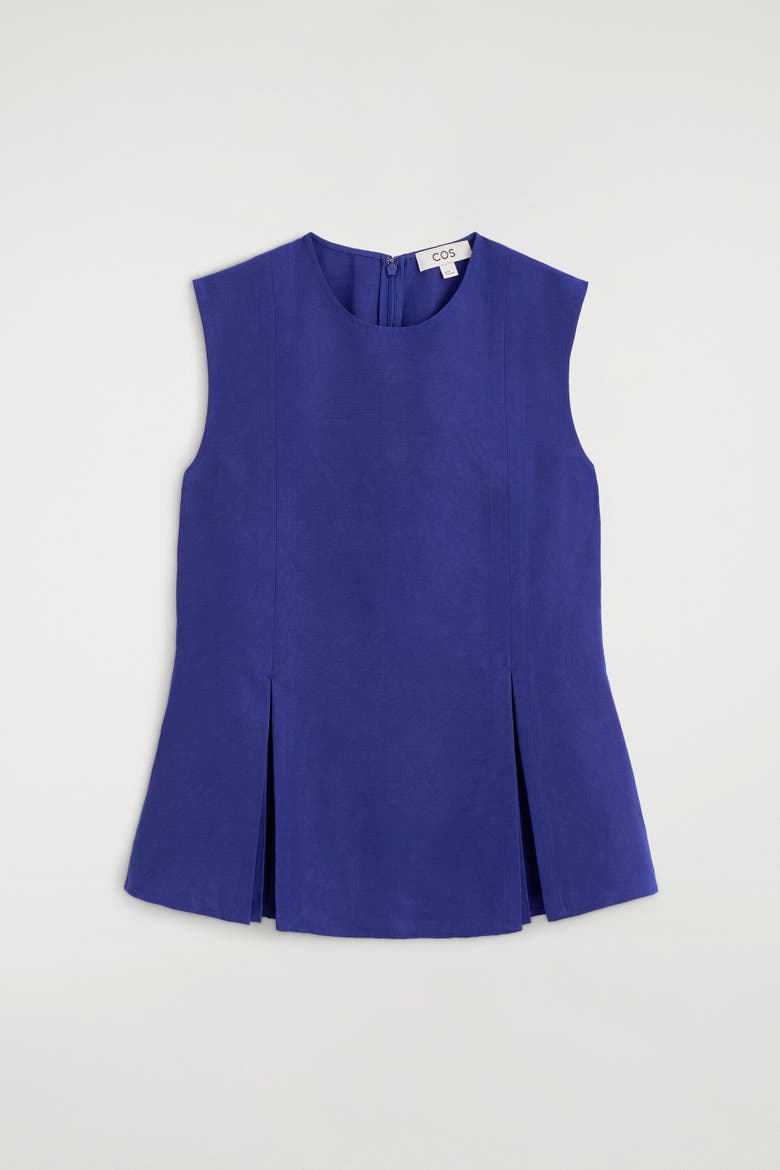 Pleated Peplum Top, Alternate, color, COBALT BLUE