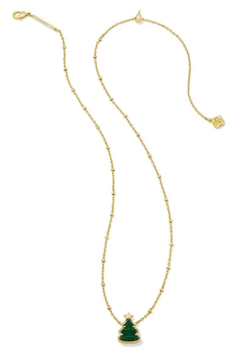 Holiday Tree Short Pendant Necklace, Alternate, color, GOLD GREEN QUARTZITE