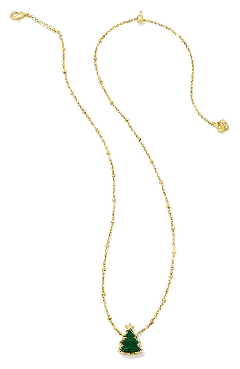 Kendra Scott Holiday Tree Short Pendant Necklace, Alternate, color, Gold Green Quartzite