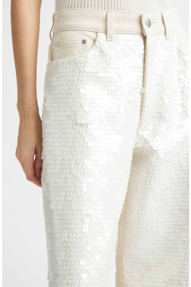 Opalescent Sequin Wide Leg Jeans, Alternate, color, IVORY WHITE DENIM